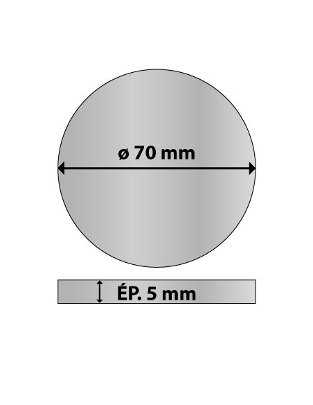 Platine ronde en acier diam. 70 mm ép. 5 mm