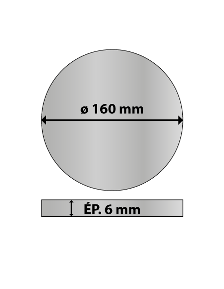 Platine ronde en acier diam. 160 mm ép. 6 mm