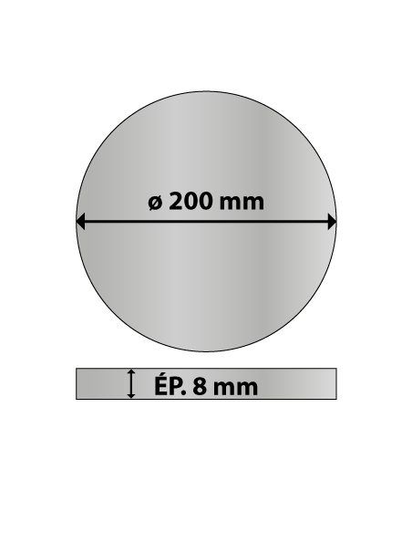 Platine ronde en acier diam. 200 mm ép. 8 mm