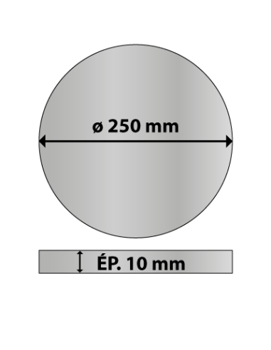 Platine ronde en acier diam. 250 mm ép. 10 mm