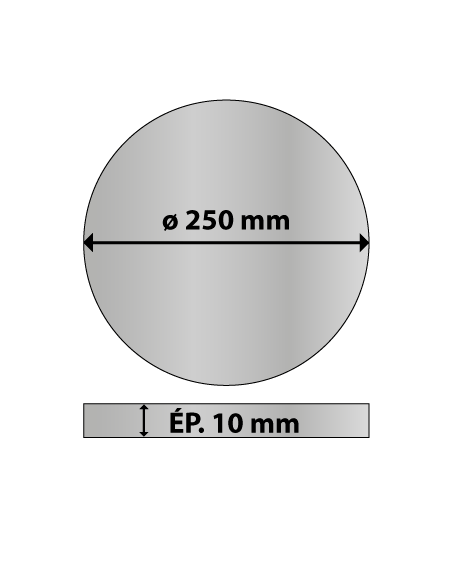 Platine ronde en acier diam. 250 mm ép. 10 mm