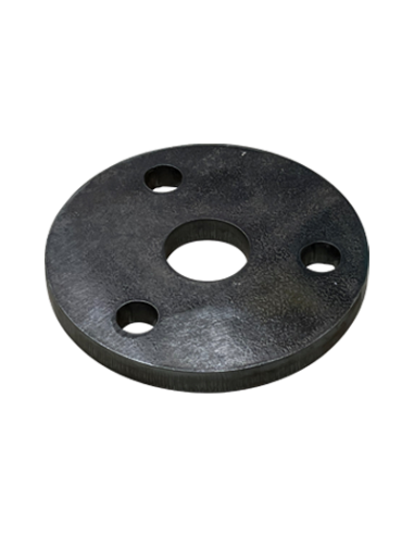 Platine ronde en acier ø 100 mm ép. 5 mm 3 trous 11 mm et trou central rond 36 mm