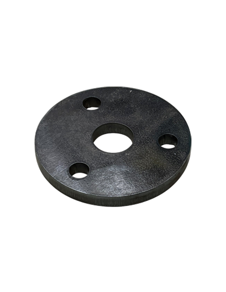 Platine ronde en acier ø 100 mm ép. 5 mm 3 trous 11 mm et trou central rond 36 mm