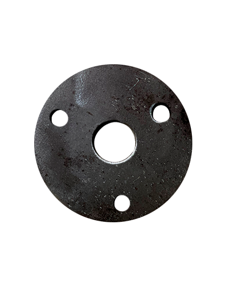 Platine ronde en acier ø 160 mm ép. 6 mm 3 trous 11 mm et trou central rond 36 mm