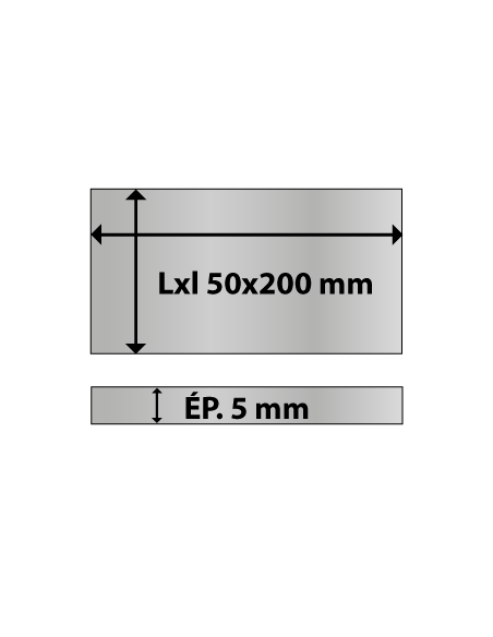 Platine rectangulaire en acier 50x200 ép. 5 mm