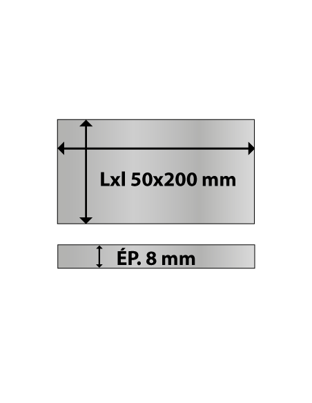 Platine rectangulaire en acier 50x200 ép. 8