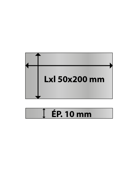 Platine rectangulaire en acier 50x200 ép. 10