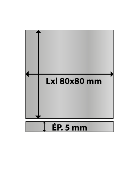 Platine carrée en acier 80x80 ép. 5 mm