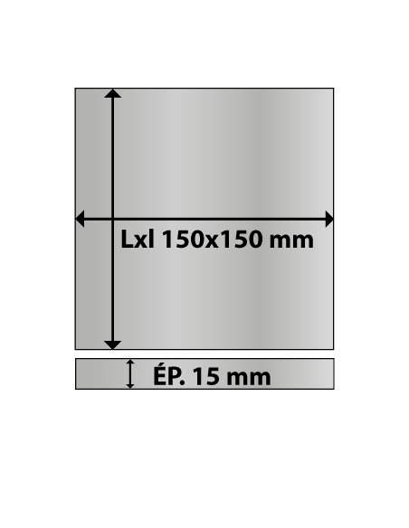 Platine carrée en acier 150x150 ép. 15 mm