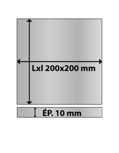 Platine carrée en acier 200x200 ép. 10 mm