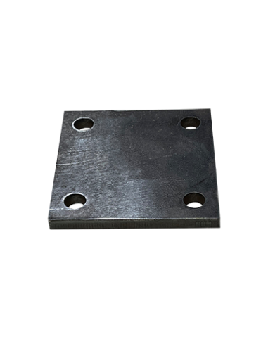 Platine carrée en acier 4 trous 100x100 ép. 20 mm ø trou 22 mm