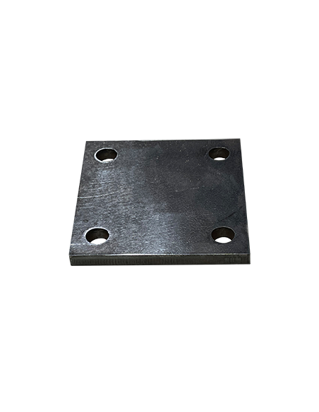 Platine carrée en acier 4 trous 200x200 ép. 8 mm ø trou 11 mm