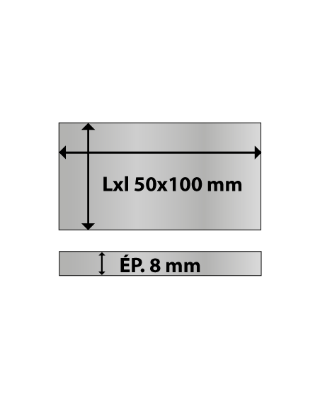 Platine rectangulaire en acier 50x100 ép. 8 mm